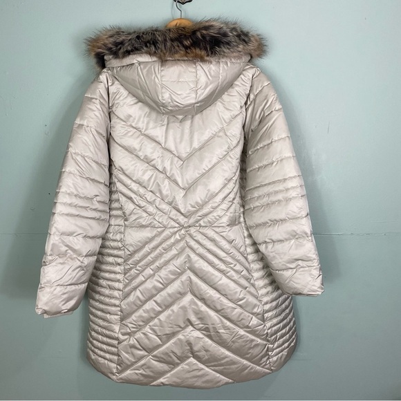 Lands End Puffer Jacket Primaloft Faux Fur Hood Zip Up Sz 2X‎ Cream Fleece Lined - Picture 4 of 4